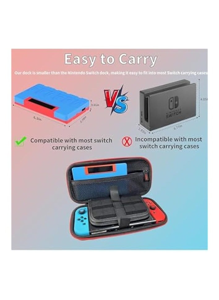 PROMASS 4K HDMI Switch Dock with Joycon Charger, Charging Stand for Nintendo Switch with 6 Game Slots (Red-Blue)  - Image 3