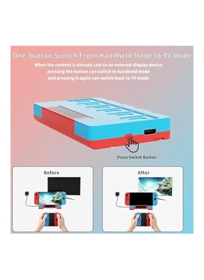 4K HDMI Switch Dock with Joycon Charger, Charging Stand for Nintendo Switch with 6 Game Slots (Red-Blue)
