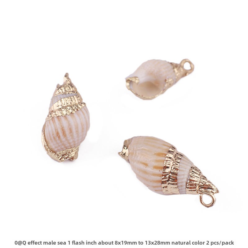 DIY Seashell Pendant Plating Materials for Handmade Earrings and Wind Chimes Style three conch 