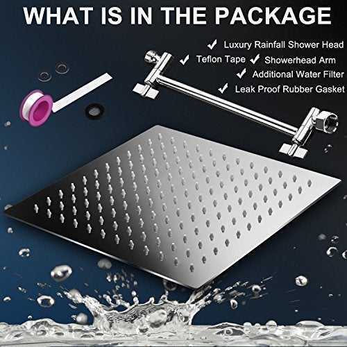 PinWin 12 Inch High Pressure Showerhead with 11 Inch Arm - Image 5