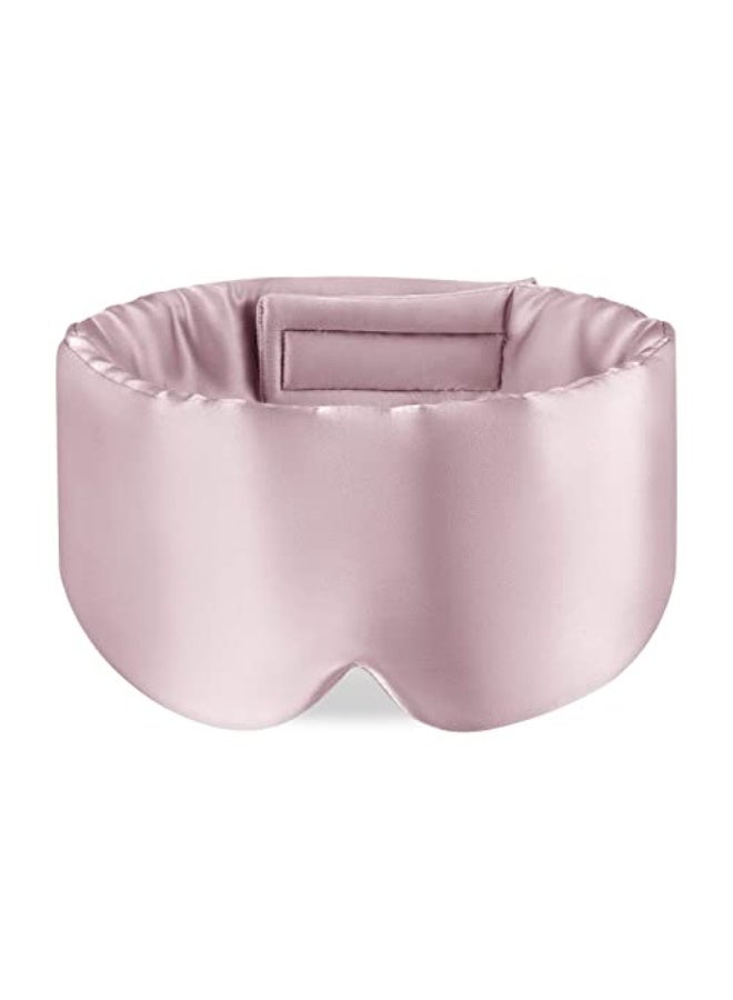 100% Mulberry Silk Sleep Eye Mask with Adjustable Headband, Full Size, Light Plum - Image 1