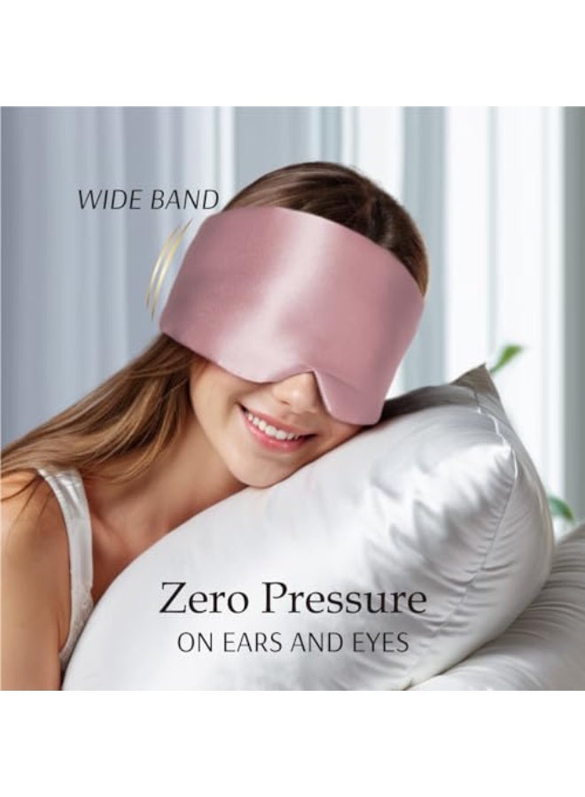 100% Mulberry Silk Sleep Eye Mask with Adjustable Headband, Full Size, Light Plum - Image 5