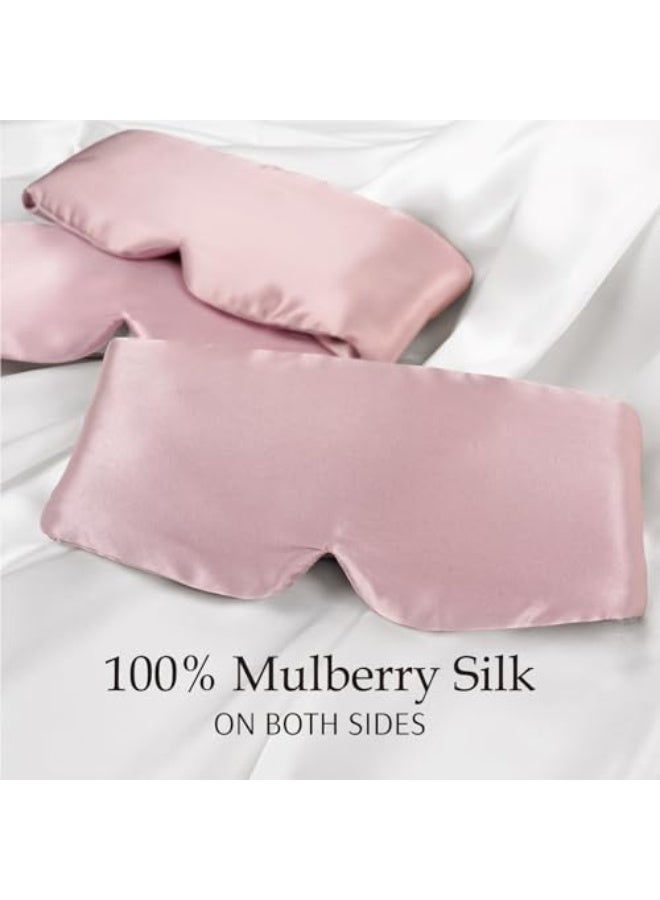 100% Mulberry Silk Sleep Eye Mask with Adjustable Headband, Full Size, Light Plum - Image 2