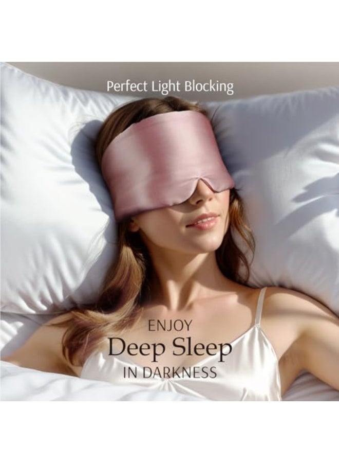 100% Mulberry Silk Sleep Eye Mask with Adjustable Headband, Full Size, Light Plum - Image 3