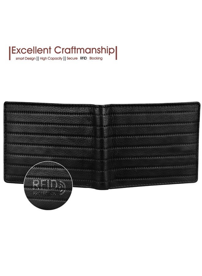 LORENZ® Bi-Fold Embossed Dotted Lines Black RFID Blocking Leather Wallet for Men with Zipper Coin Pocket Feature | Soft Nappa Men's Leather Wallet | GL-50 - Image 4