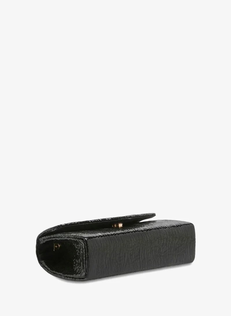 Flora Bella By Shoexpress BLACK Textured Satchel Bag With Button Closure Ramadan Collection for Women | Best Price UAE