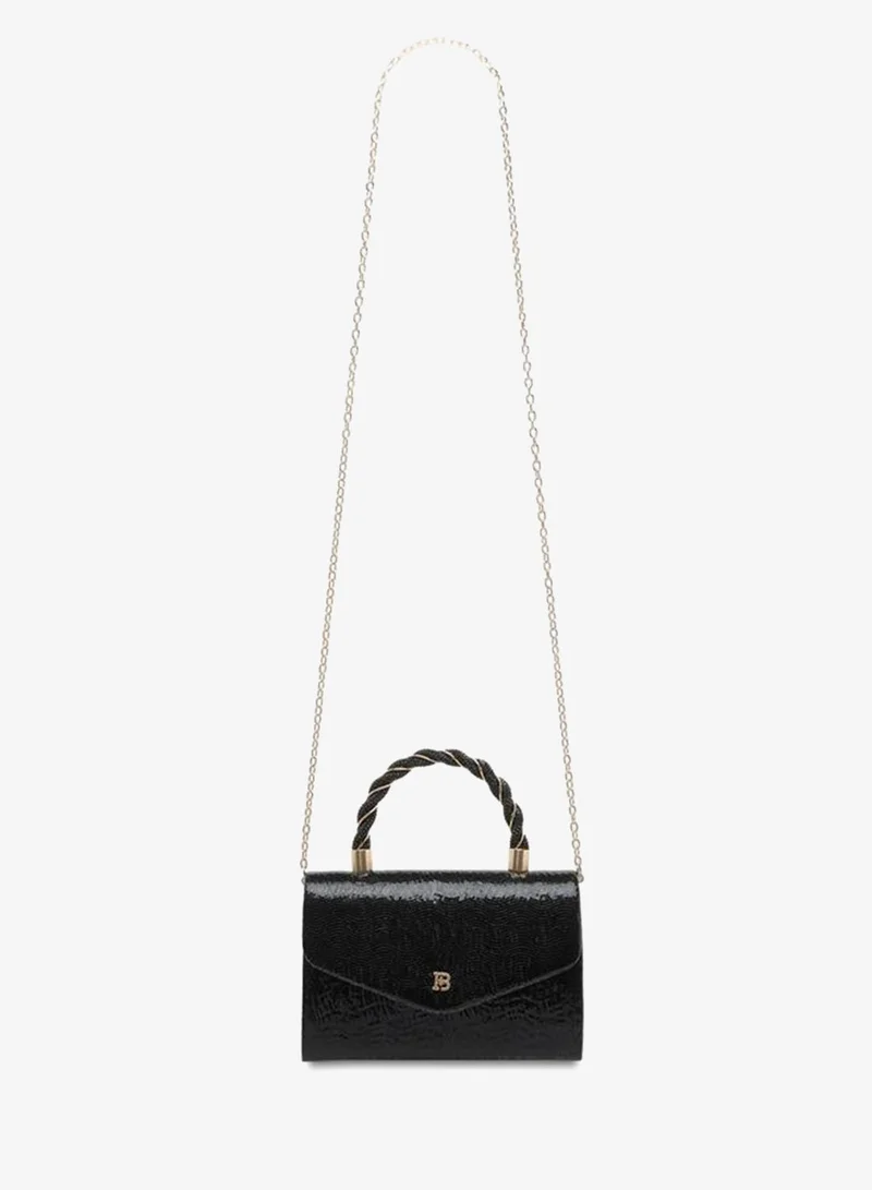 Flora Bella By Shoexpress BLACK Textured Satchel Bag With Button Closure Ramadan Collection for Women | Best Price UAE