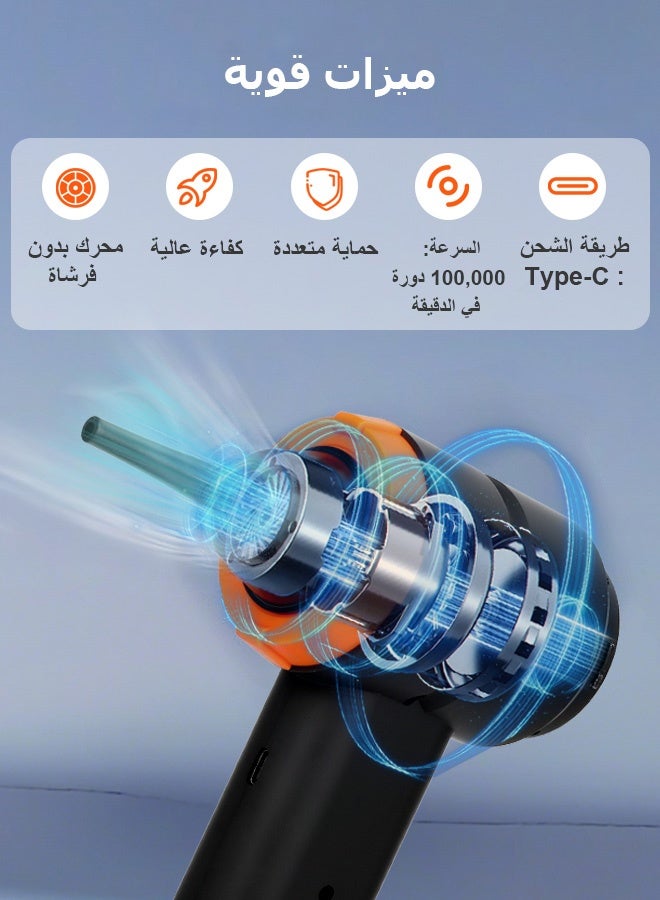 Cordless Handheld Vacuum Cleaner, 14000PA High Power Strong Suction Handheld Vacuum With 26000 mAh*2 battery, 4 in 1 Compressed Air Dust Collector, Blower, Handheld Vacuum Cleaner with Brushless Motor for Car, Home, Office, Camping - Image 5