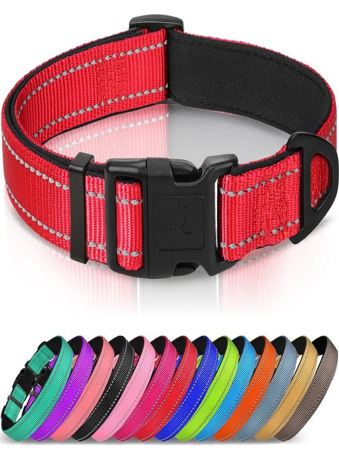 Joytale Reflective Dog Collar, Soft Neoprene Padded, Metal D-Ring, Nylon Pet Collar Adjustable for Small Dogs, Red, S - Image 1