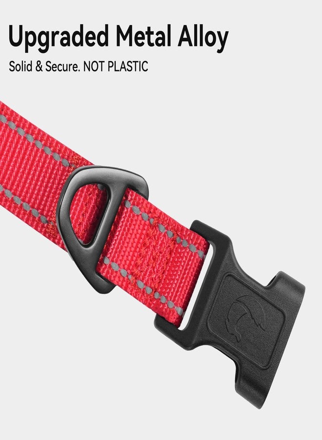 Joytale Reflective Dog Collar, Soft Neoprene Padded, Metal D-Ring, Nylon Pet Collar Adjustable for Small Dogs, Red, S - Image 3