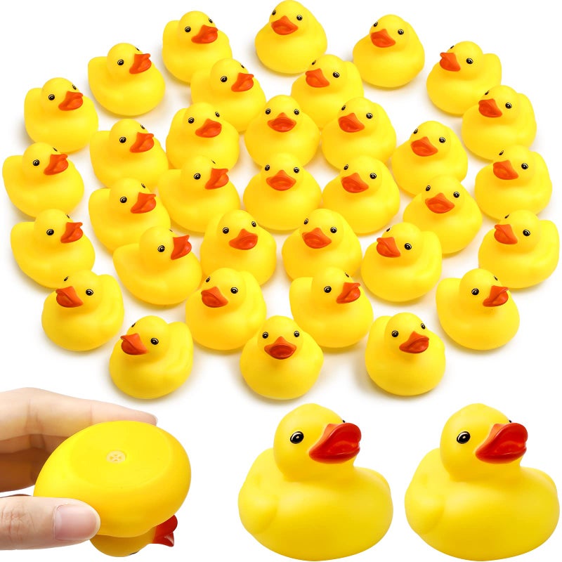 Vinsot 48 Pcs Mini Rubber Ducks Bulk 2 Inch Yellow Rubber Ducks Bath Toys Squeaky Duck Party Favors for Baby Shower Birthday Party Duck Race Game Carnival Prizes - Image 2