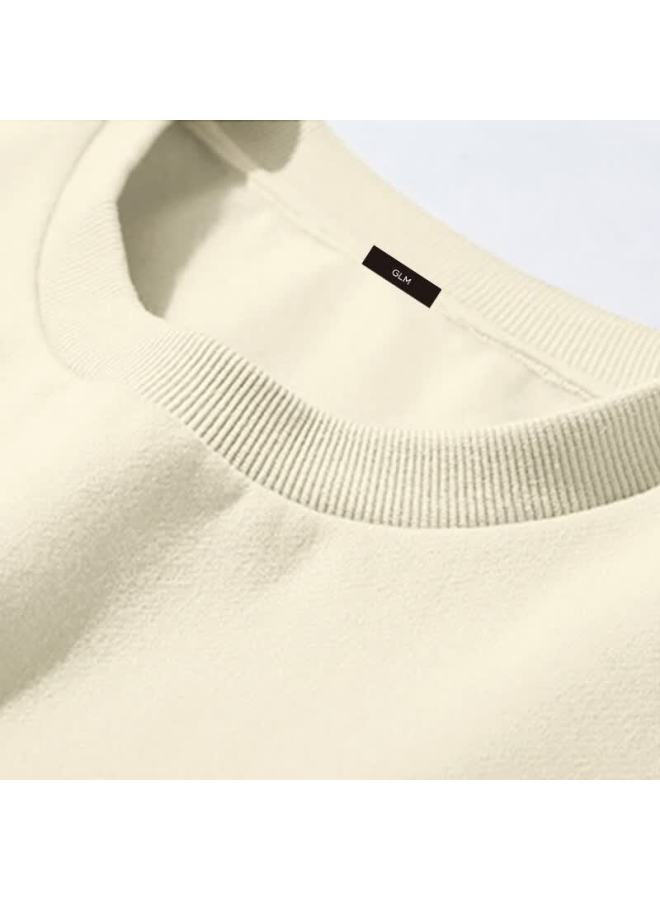 Glm Men's Loose Fit Crewneck Sweatshirt American Style Plain Casual Pullover - Image 3