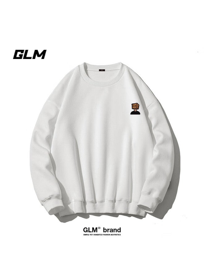 Glm Men's Loose Fit Crewneck Sweatshirt American Style Plain Casual Pullover - Image 1