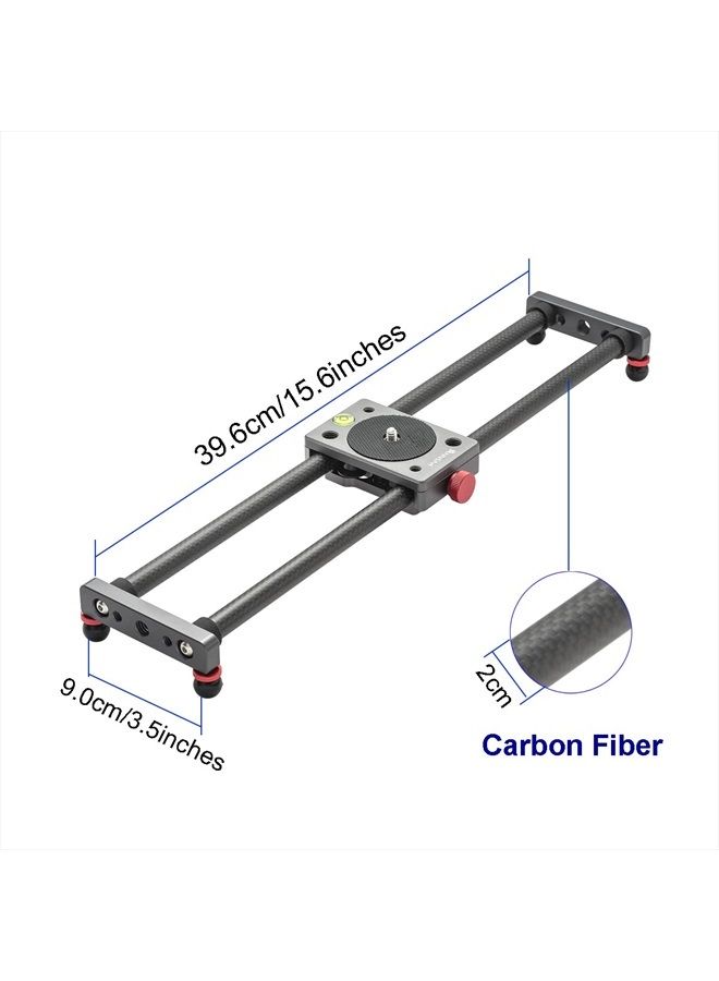 ANNSM 16 inches/40cm Mini Table Top Video Camera Slider Carbon Fiber Rail Rods for Smartphone iPhone Samsung DSLR Sony Canon Nikon Loading up to 11 lbs /5Kgs  - Image 5