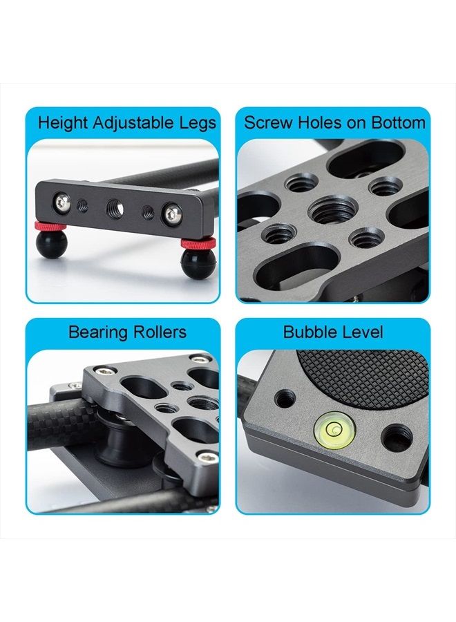 ANNSM 16 inches/40cm Mini Table Top Video Camera Slider Carbon Fiber Rail Rods for Smartphone iPhone Samsung DSLR Sony Canon Nikon Loading up to 11 lbs /5Kgs  - Image 4