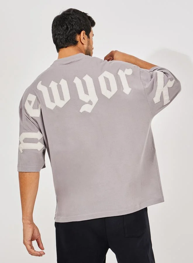 Styli Styli Back Applique Detail Pure Cotton Boxy T-Shirt