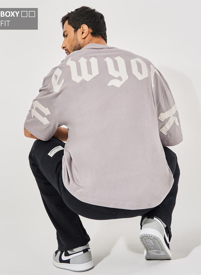 Styli Back Applique Detail Pure Cotton Boxy T-Shirt - Image 3