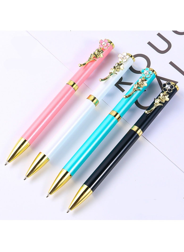 SYOSI Set Of 4Pcs Ballpoint Pens, Smooth Writing , Metal Twist Pretty Pens for Journaling, 1.0 mm Medium Point Black Ink Cute Pens,Office Supplies Fancy Pen Sets For Women Men Gift - Image 1