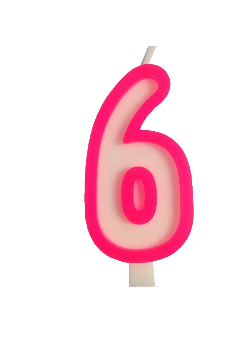 Funcart Funcart Pink and White Numerical 6 Style Candle for 6th Birthday DecorationCake TopperCake DecorationBirthday Decoration 