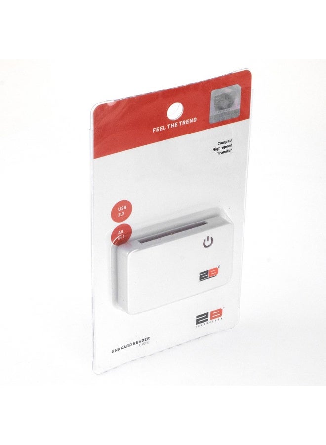 2بي قارئ بطاقات USB 2.0 متعدد الاستخدامات بسرعة 480 ميجابت/ثانية موديل CR003 - أبيض - Image 1