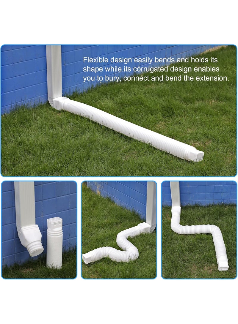 White 2-Pack Rain Gutter Downspout Extensions Flexible, Drain Downspout Extender,Down Spout Drain Extender, Gutter Connector Rainwater Drainage,Extendable from 21 to 58 Inches. - Image 3