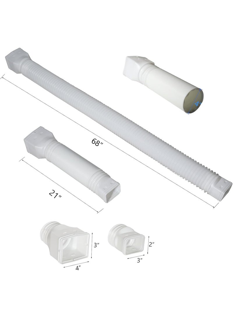 White 2-Pack Rain Gutter Downspout Extensions Flexible, Drain Downspout Extender,Down Spout Drain Extender, Gutter Connector Rainwater Drainage,Extendable from 21 to 58 Inches. - Image 2