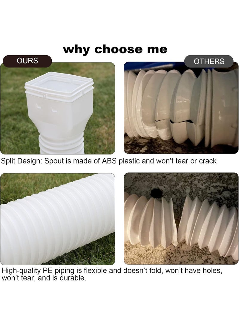 White 2-Pack Rain Gutter Downspout Extensions Flexible, Drain Downspout Extender,Down Spout Drain Extender, Gutter Connector Rainwater Drainage,Extendable from 21 to 58 Inches. - Image 4