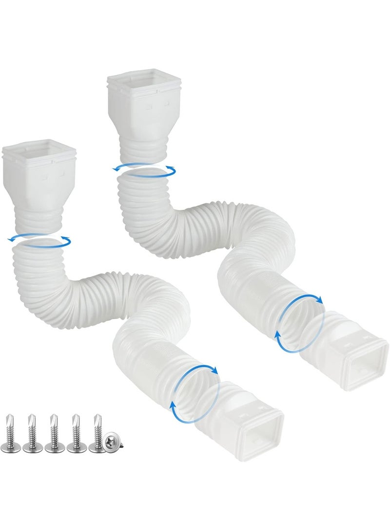 White 2-Pack Rain Gutter Downspout Extensions Flexible, Drain Downspout Extender,Down Spout Drain Extender, Gutter Connector Rainwater Drainage,Extendable from 21 to 58 Inches. - Image 1