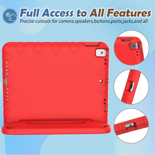 LTROP Kids Case for iPad 9th/ 8th/ 7th Generation (2021/2020/ 2019), iPad 10.2 Case, Shockproof Handle Stand Kids Cover for iPad 9/8/ 7 Generation 10.2 Inch - Red - Image 5