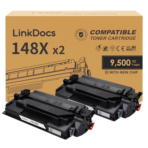 LinkDocs 148X W1480X Toner Cartridge Replacement for HP 148X W1480X 148A W1480A Toner Cartridge (with New Chip) Used with HP Laserjet Pro 4001dw 4001dn 4001n MFP 4101fdw 4101fdn Printer ( 2 Pack ) - Image 1