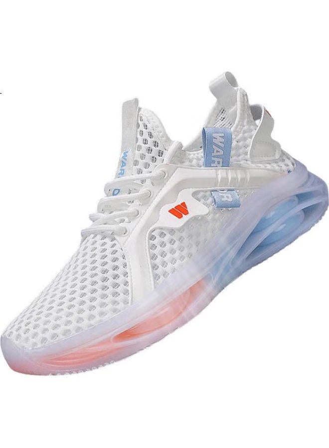 Pull Back Warrior Men'S Summer New Running Shoes Mesh Breathable Shock Absorbing Shoes Men 4518 White Blue Orange 40 - Image 1