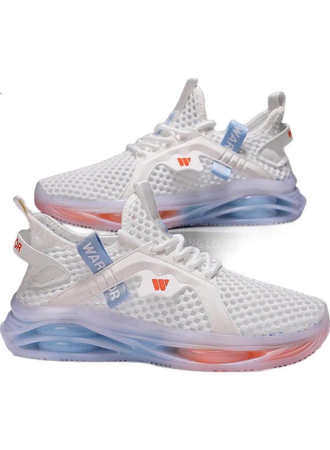 Pull Back Warrior Men'S Summer New Running Shoes Mesh Breathable Shock Absorbing Shoes Men 4518 White Blue Orange 40 - Image 3