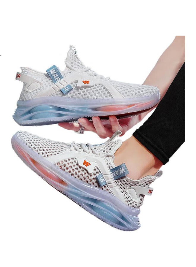 Pull Back Warrior Men'S Summer New Running Shoes Mesh Breathable Shock Absorbing Shoes Men 4518 White Blue Orange 40 - Image 2
