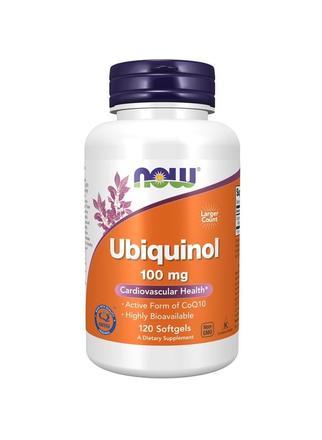 now Supplements, Ubiquinol 100 mg, High Bioavailability (the Active Form of CoQ10), 120 Softgels - Image 1