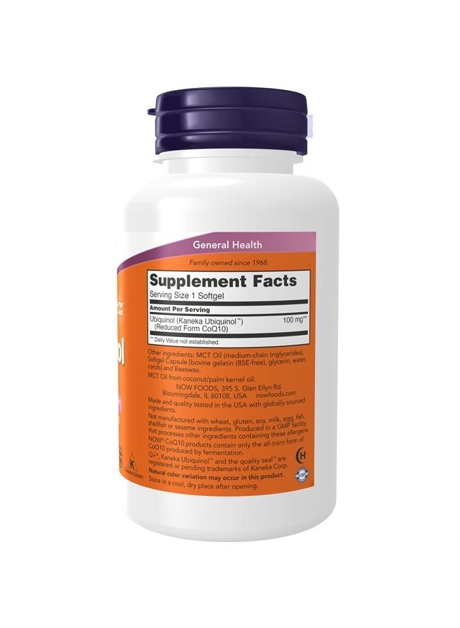 now Supplements, Ubiquinol 100 mg, High Bioavailability (the Active Form of CoQ10), 120 Softgels - Image 2