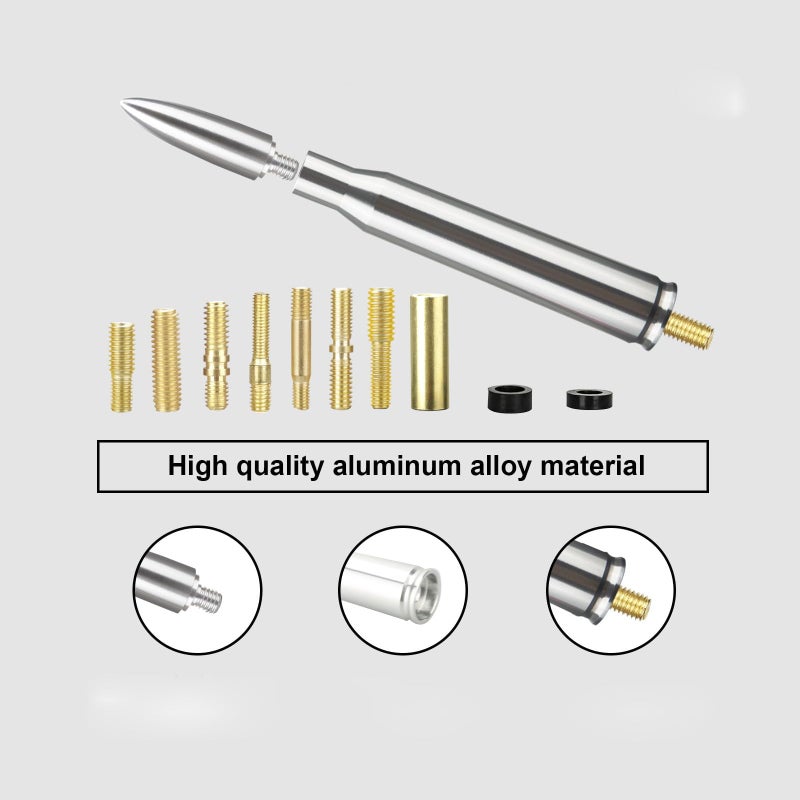Seprochoo Chrome Antenna 50 Cal Car Truck Bullet Antenna Truck Accessories Universal Replacement for GMC Sierra 1500 Chevy Dodge Ram Silverado 1500 2500 3500 Ford F150 F250 F350 (Chrome) - Image 5