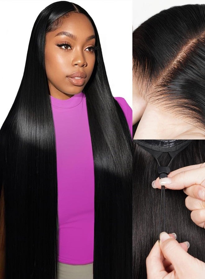 Profairsor Wear and Go Glueless Wigs Human Hair straight Pre Cut Lace Glueless Wig Wear and Go Drawstring Wig Human Hair13x6 Lace Wigs with Elastic 200 Density Natural Color 20 Inch - Image 1