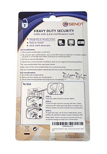 Sendt Blue Notebook/Laptop Combination Lock Security Cable - Image 4