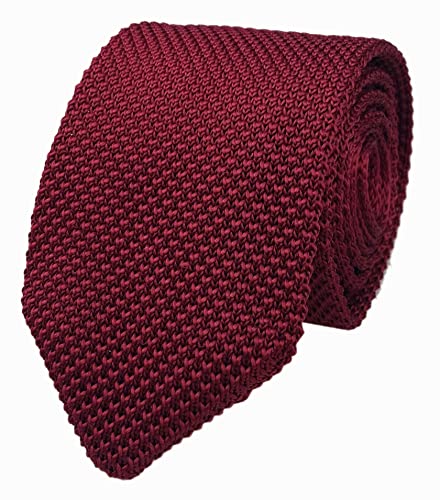 Secdtie Men Classic Wine Red Textured Knit Woven Silk Tie Smart Necktie 012-Cherry Red - Image 3