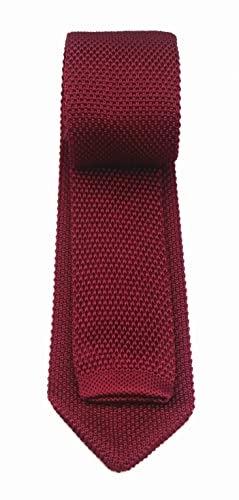 Secdtie Men Classic Wine Red Textured Knit Woven Silk Tie Smart Necktie 012-Cherry Red - Image 5