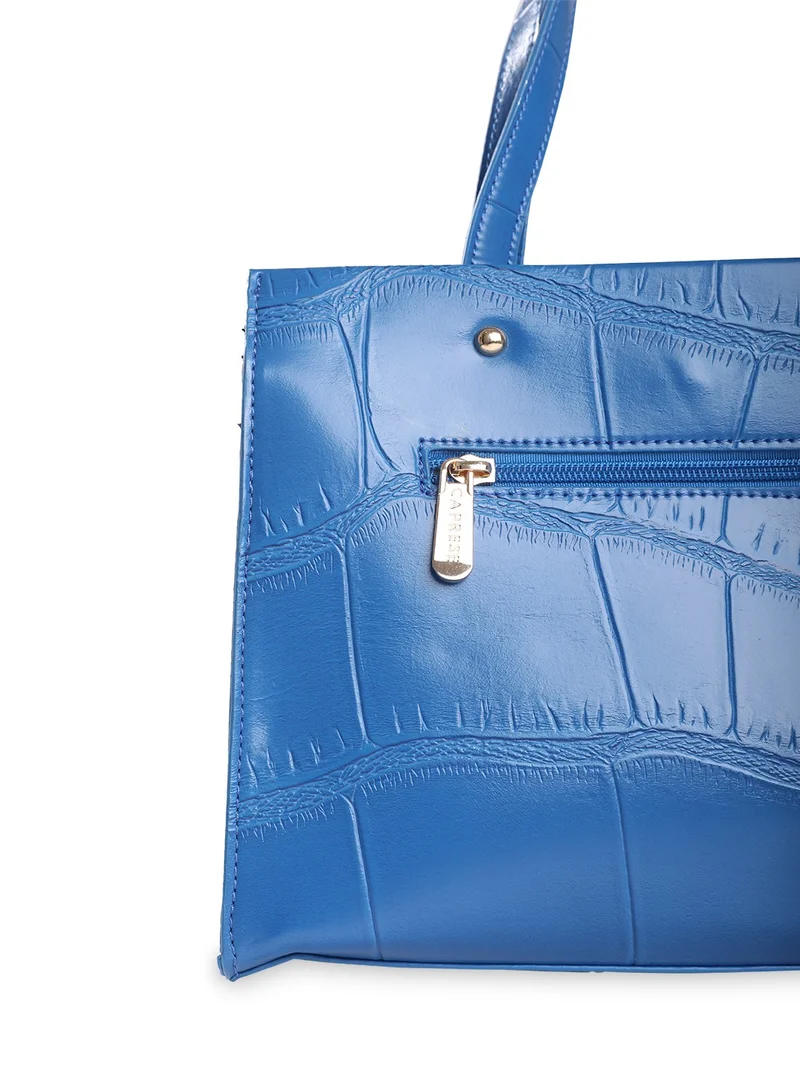 CAPRESE Caprese Mink Abstract Ultramarine Faux Leather Small Tote Handbag