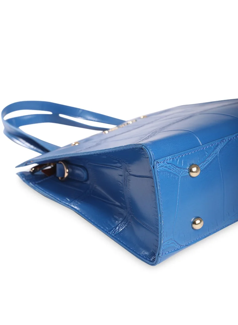 CAPRESE Caprese Mink Abstract Ultramarine Faux Leather Small Tote Handbag