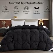SNOWMAN Premium Down Comforter King Size, Luxurious All Season Duvet Insert with Cotton Blended Fabric, 44oz Fill Weight Pinch Pleat Design Hotel Bedding Comforter (Black,106"x90") - Image 2