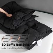 SNOWMAN Premium Down Comforter King Size, Luxurious All Season Duvet Insert with Cotton Blended Fabric, 44oz Fill Weight Pinch Pleat Design Hotel Bedding Comforter (Black,106"x90") - Image 4