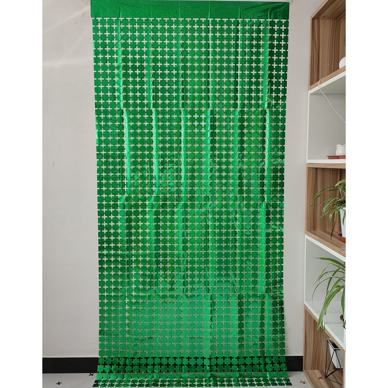 Golden Laser Square Curtain Party Decor Green 1*2m 