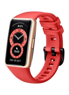 CATANES Huawei Band 6 / Honor Band 6 Fitness Tracker Replacement Silicone Band Adjustable Waterproof Smart Watch Strap with Buckle Red  - Image 2