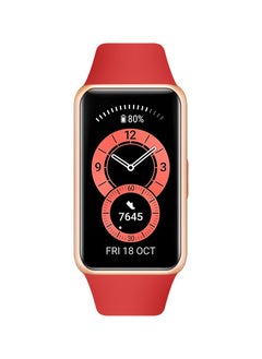 CATANES Huawei Band 6 / Honor Band 6 Fitness Tracker Replacement Silicone Band Adjustable Waterproof Smart Watch Strap with Buckle Red  - Image 4