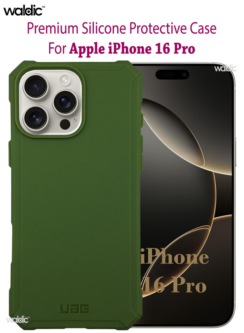 Waldic Apple iPhone 16 Pro Premium UAG Case | Premium Silicone  Case Cover Designed for Apple iPhone 16 Pro | Apple iPhone 16 Pro Case Camera and Drop Protection Thin Protective Back Cover Case for Apple iPhone 16 Pro - Green - Image 1