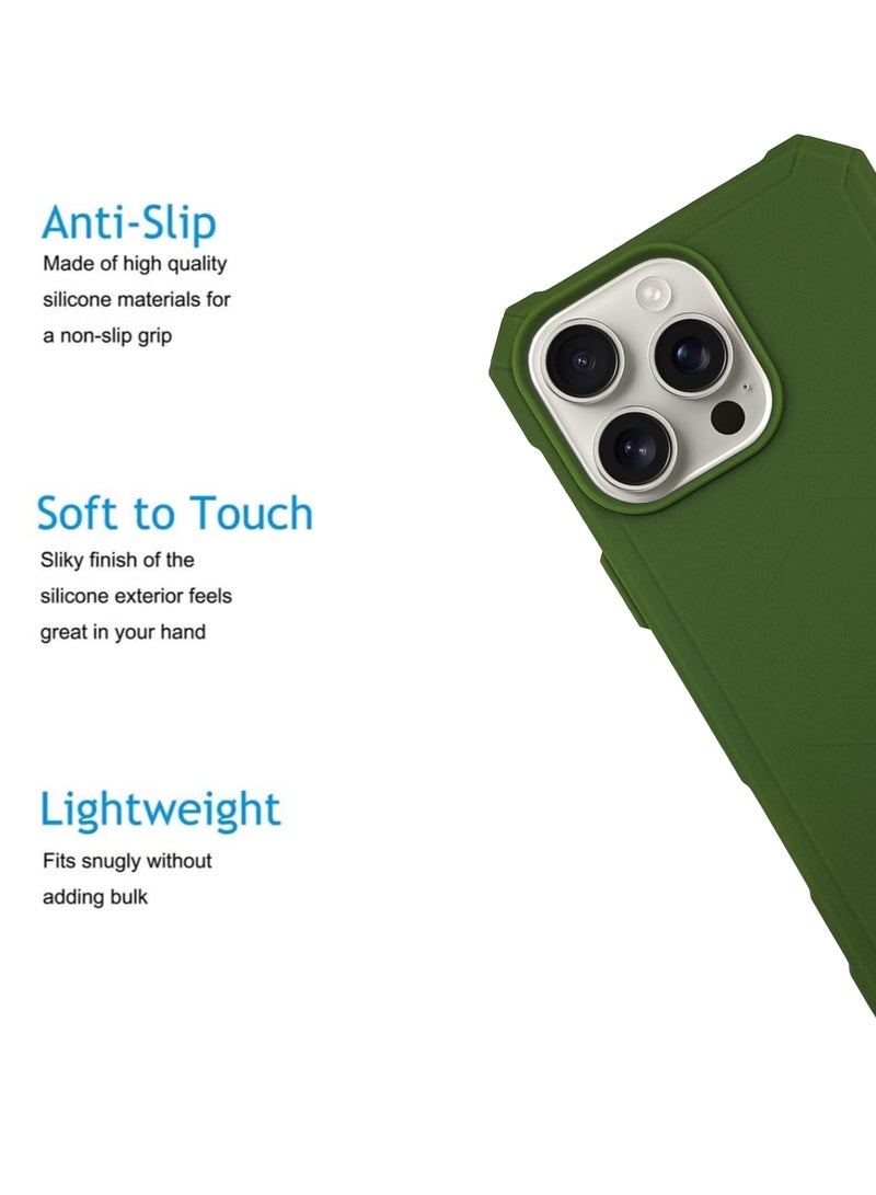 Waldic Apple iPhone 16 Pro Premium UAG Case | Premium Silicone  Case Cover Designed for Apple iPhone 16 Pro | Apple iPhone 16 Pro Case Camera and Drop Protection Thin Protective Back Cover Case for Apple iPhone 16 Pro - Green - Image 2