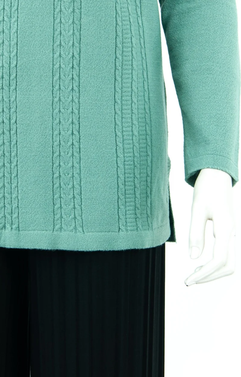 Oppland Women's Winter Self-Motif Round Neck Normal Cut Lycra Cotton Snowdrop Woven Mother Sweater